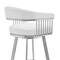 Armen Living Bronson 25" White Faux Leather and Brushed Stainless Steel Swivel Bar Stool 721535762248 - alternate 3